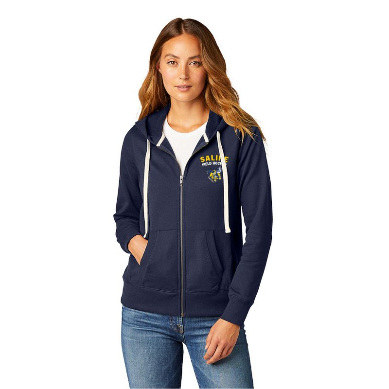Women's Full Zip Fleece Hoodie- Navy or Heather Grey