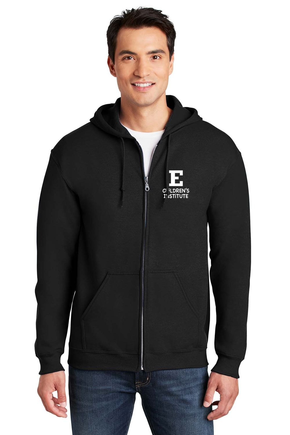Adult Heavy Cotton Full Zip Hood - Black, Graphite, Sport Grey, White, Dark Green