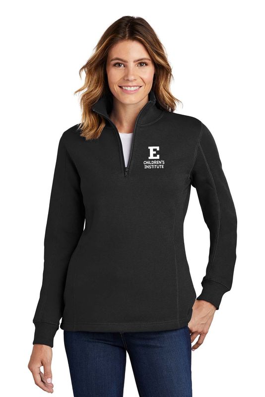 Ladies' 1/4 Zip Sweatshirt- Black, White, Athletic Heather