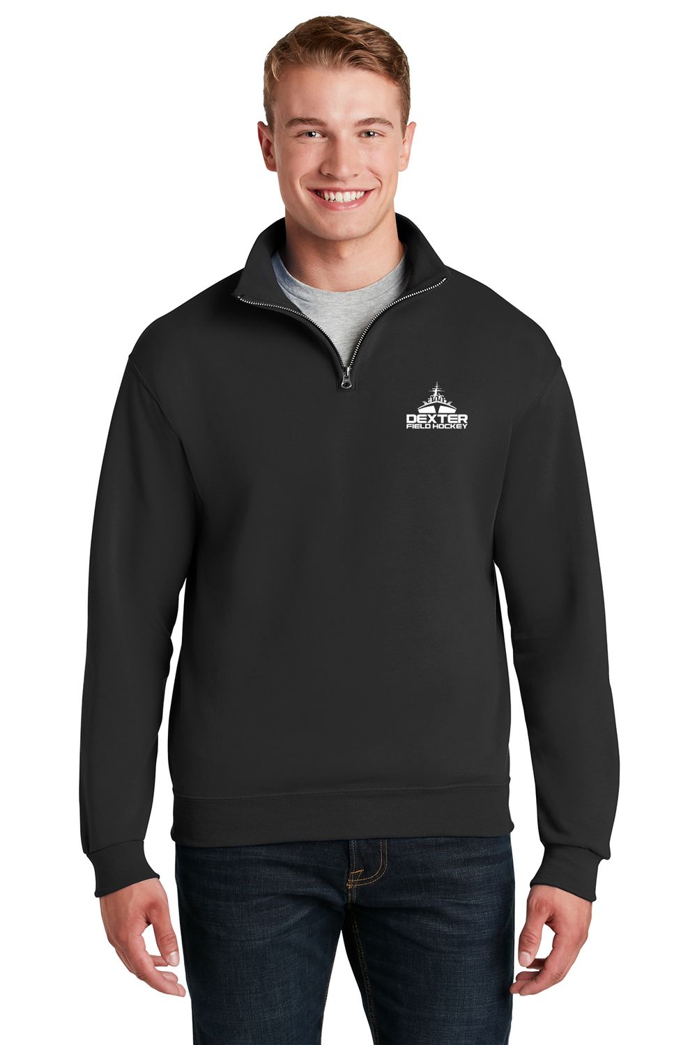 1/4 Zip Cadet Collar Sweatshirt: Maroon, Black, Oxford