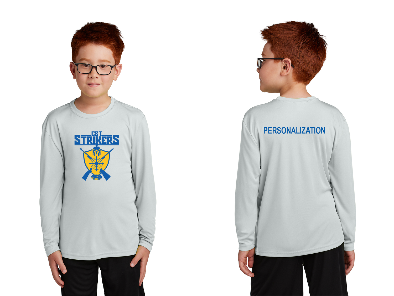 Youth Long Sleeve Performance Tee-Grey, Navy, Gold, Black, Royal, Carolina Blue
