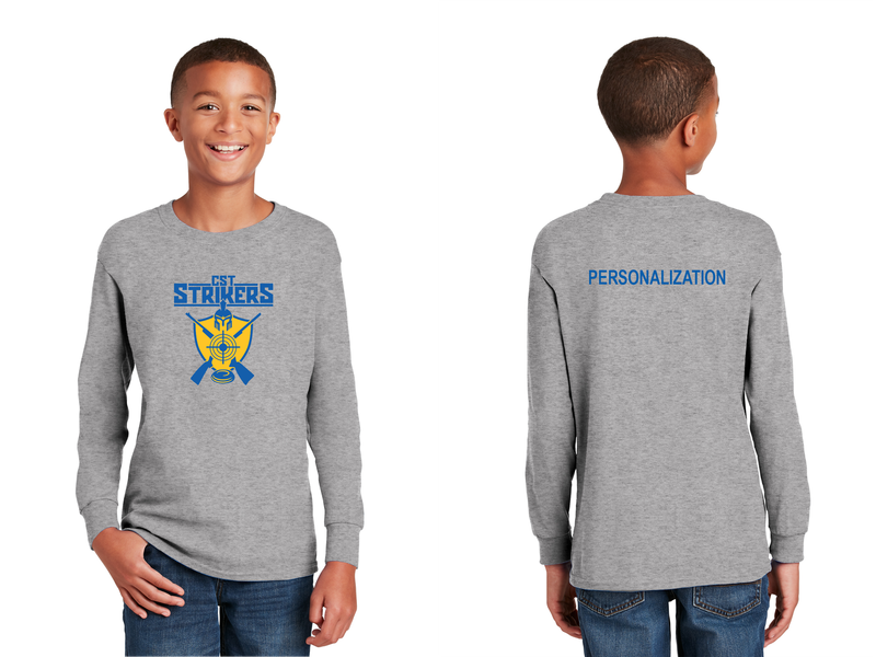 Youth Long Sleeve Cotton Tee-Grey, Navy, Black, Royal