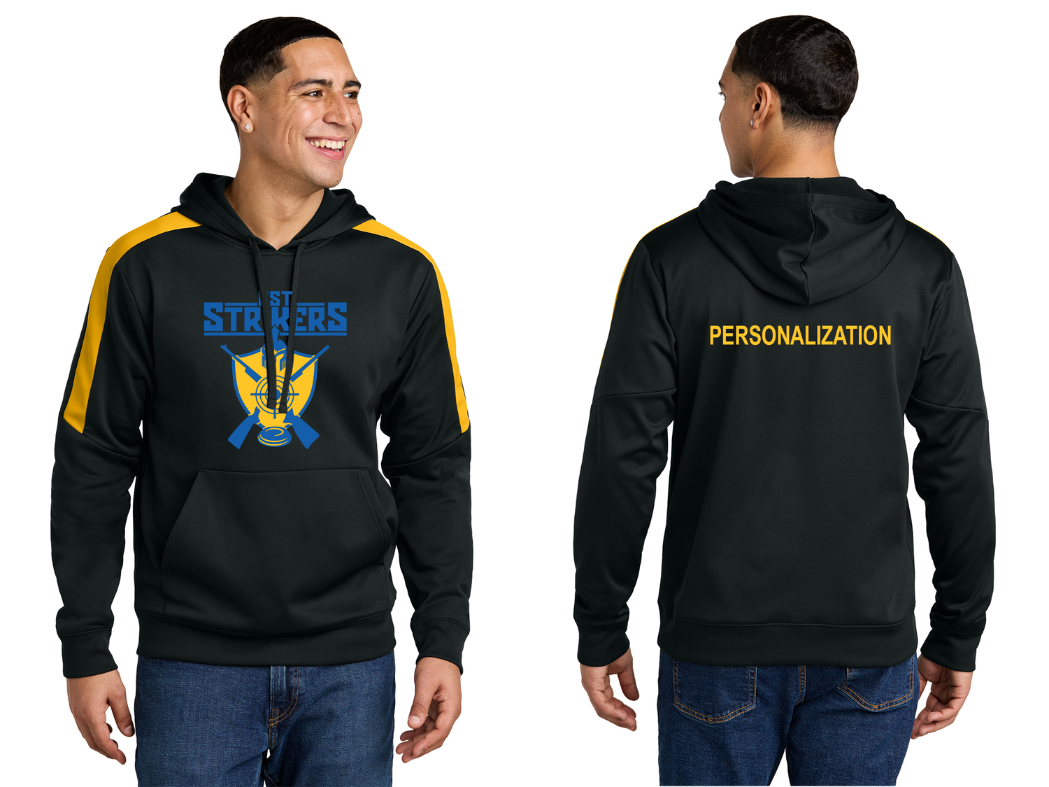 Sport-Tek Sport-Wick Fleece United Pullover Hoodie- Black/ Gold