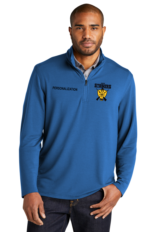 Microterry 1/4 Zip Pullover-Aegean Blue, Black