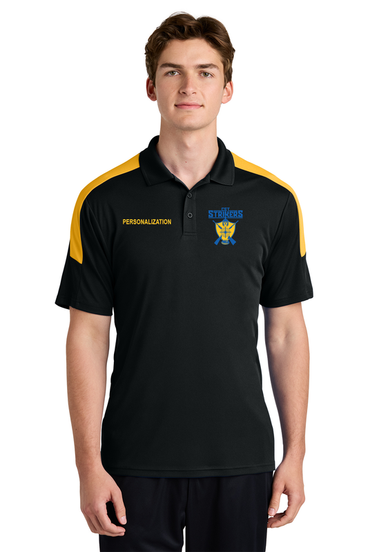 Sport-Tek Competitor United Polo- Black/Gold, Black/White, True Royal/Gold