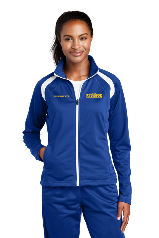 Sport-Tek Ladies Tricot Track Jacket- True Navy/ White