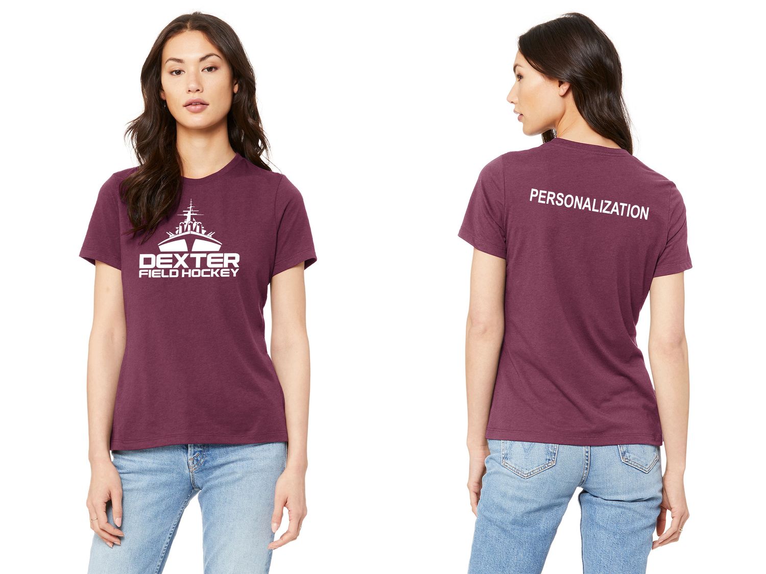 Women's Relaxed Jersey Short Sleeve Tee- Maroon, Dark Grey