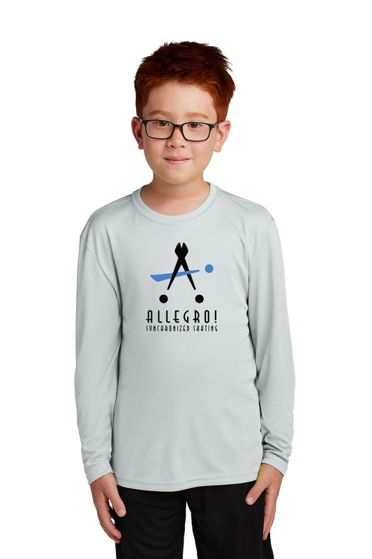 Youth Long Sleeve Performance Tee- Silver, Red, Pink, White, Black, Carolina Blue