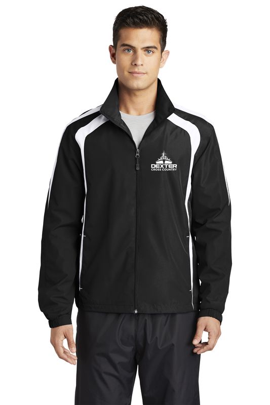 Sport Tek Water Repellent Light Weight Jacket - Black and White