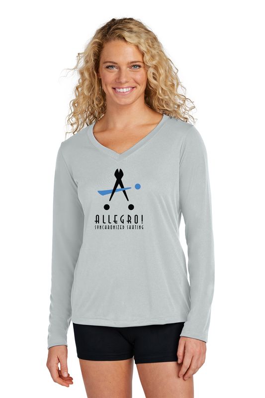 Ladies Long Sleeve Performance Tee- Silver, Red, Pink, White, Black, Carolina Blue