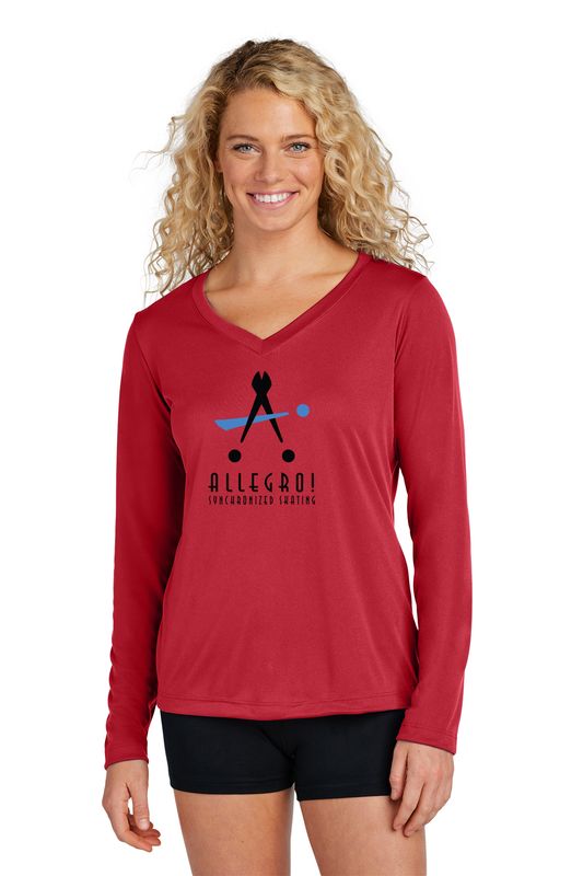 Ladies Long Sleeve Performance Tee- Silver, Red, Pink, White, Black, Carolina Blue