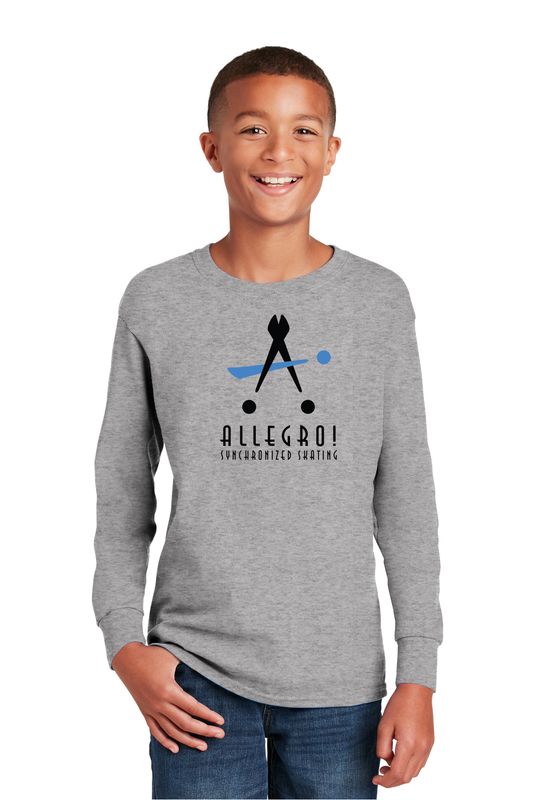 Youth Basic Cotton Long Sleeve T-Shirt- Grey, Black, Red, White