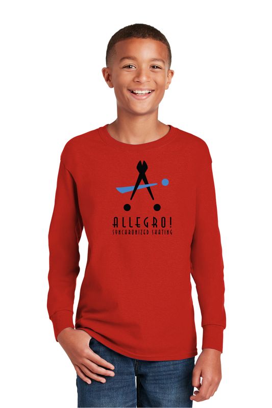 Youth Basic Cotton Long Sleeve T-Shirt- Grey, Black, Red, White