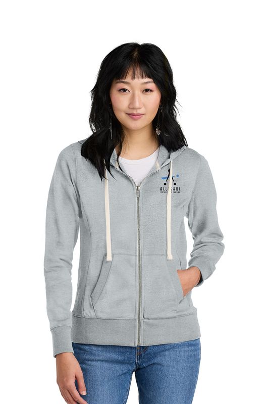 Women's District Re-Fleece Full-Zip Hoodie- Light Grey, Black