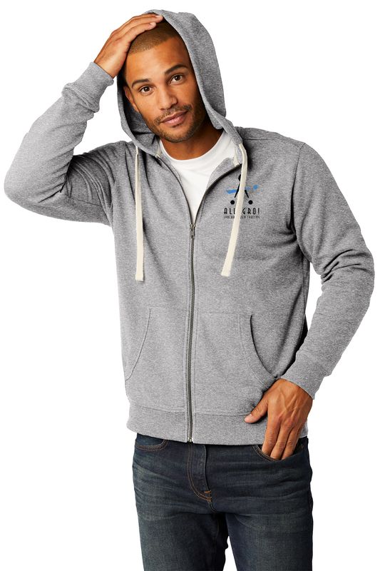 Unisex District Re-Fleece Full-Zip Hoodie- Light Grey, Black
