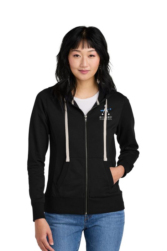 Women's District Re-Fleece Full-Zip Hoodie- Light Grey, Black