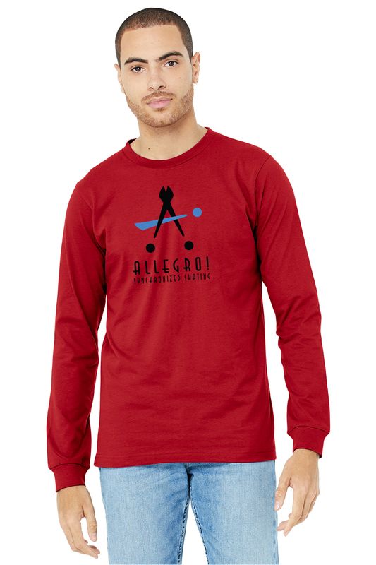 Adult Soft Cotton Long Sleeve T-Shirt- Red, White, Black, Carolina Blue