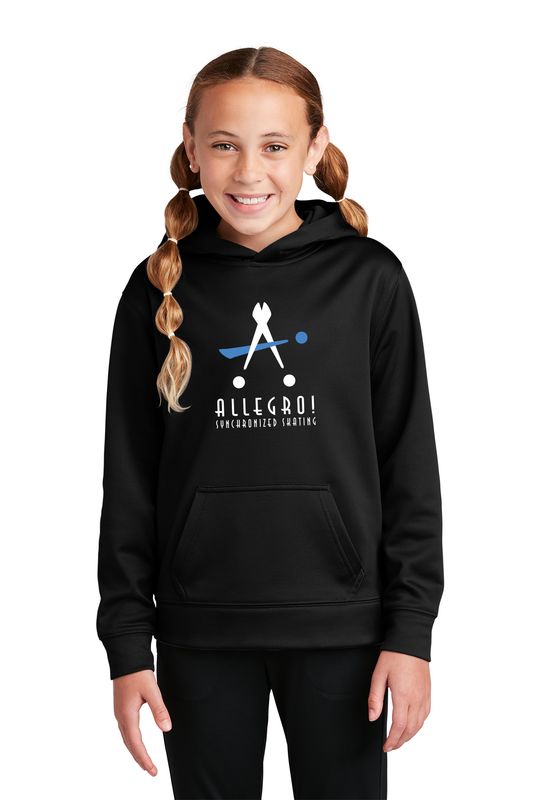 Youth Performance Hooded Sweatshirt-Grey, Black, Red