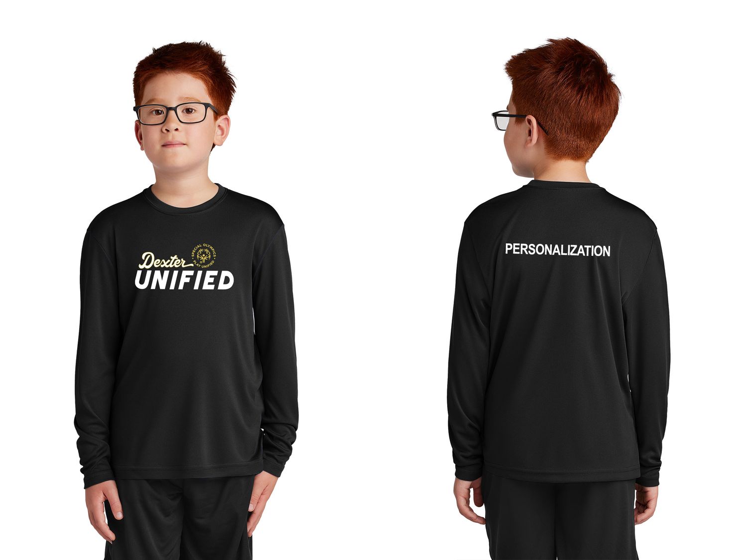 Youth Long Sleeve Performance T-shirt- Black/Grey/ Maroon