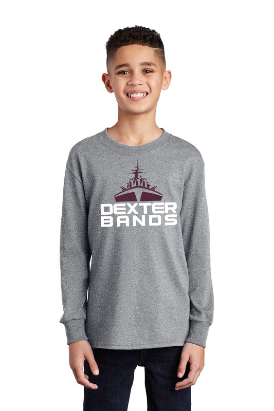 Youth Long Sleeve Cotton T-Shirt -Black/Maroon/Heather Grey