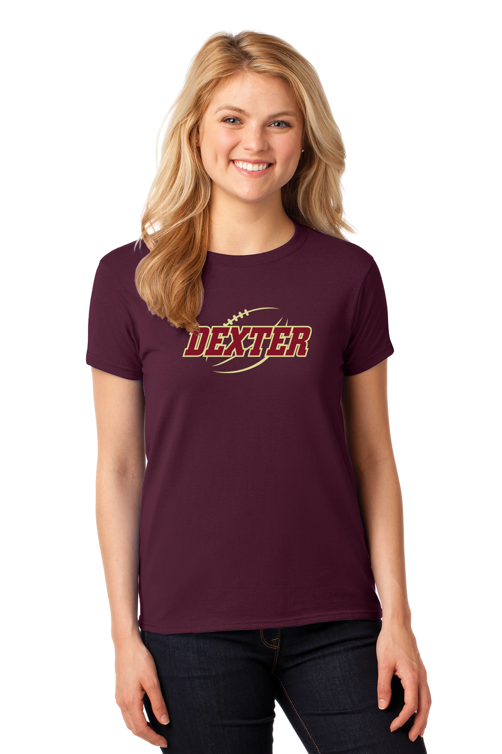 Ladies Short-Sleeve Heavy Cotton Tee - Maroon, Black, Grey