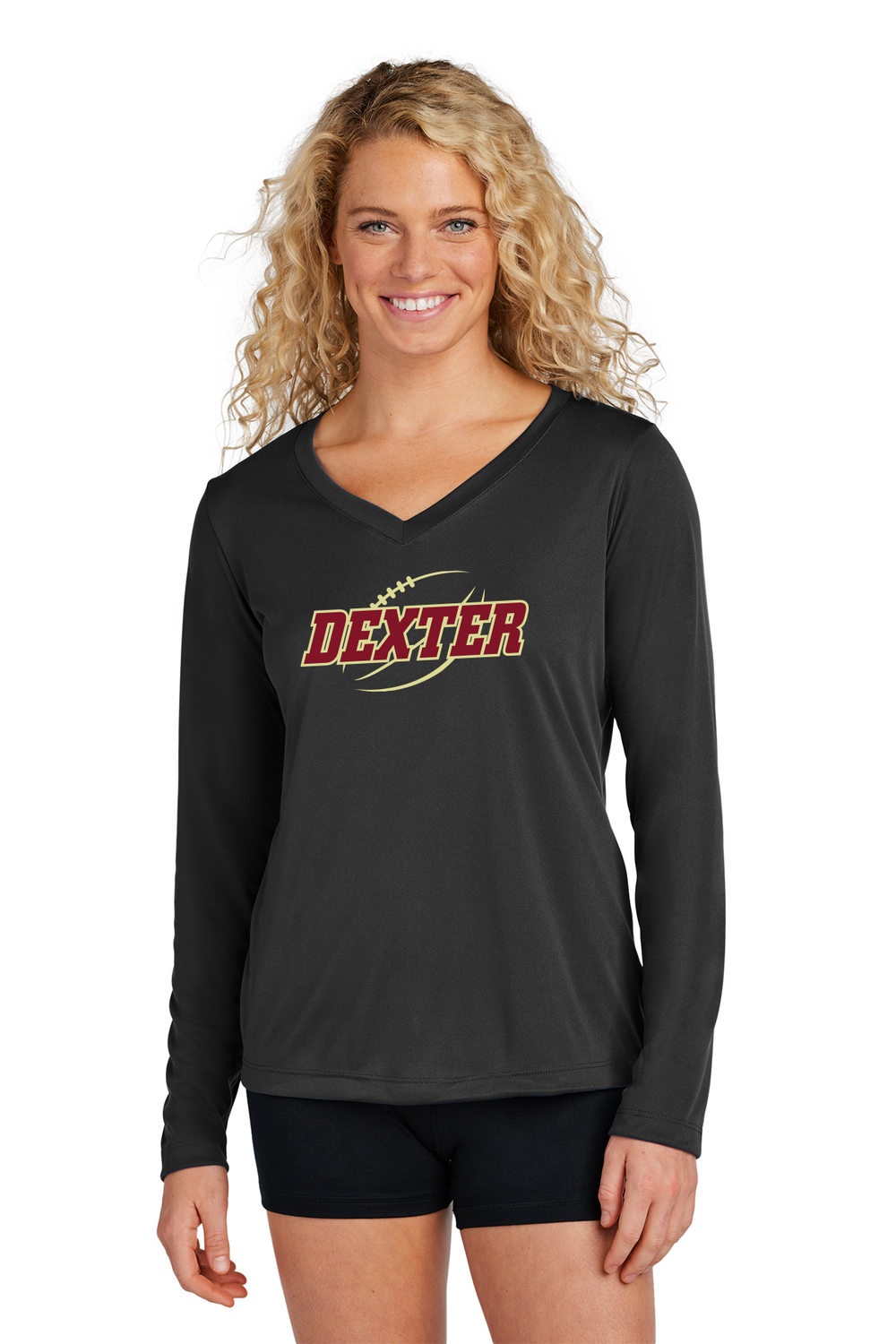 Ladies Long Sleeve Performance Tee- Black, Grey