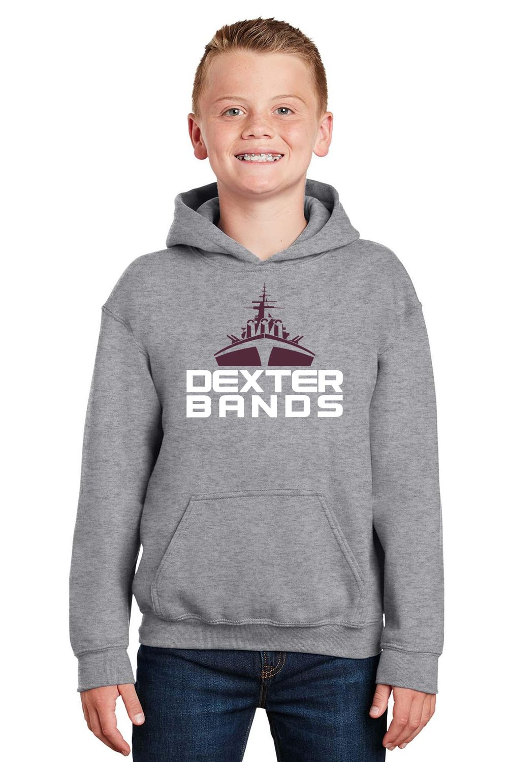 Youth Cotton Hoodie - Black/Maroon/Heather Grey