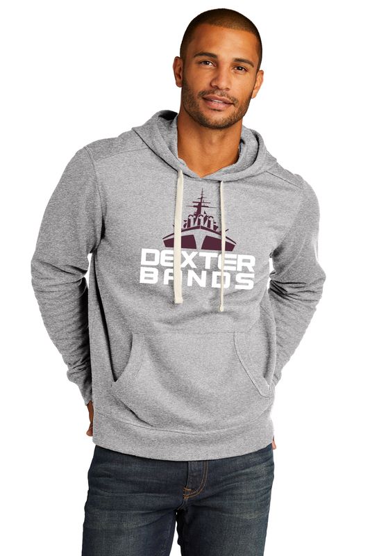 Unisex District Refleece Hoodie- Black/Maroon Heather/Heather Grey