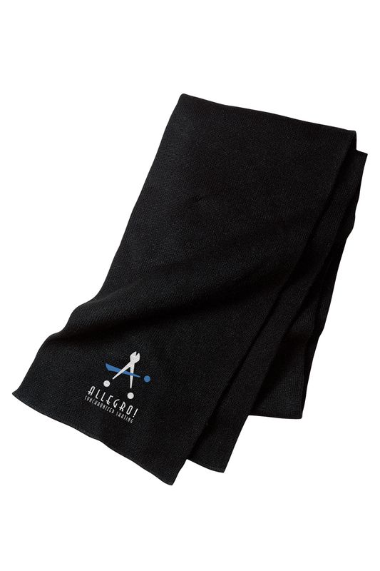 Port & Company Knitted Scarf- Black, Grey
