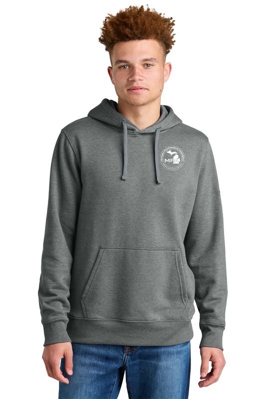 The North Face® Sleeve Logo Pullover Hoodie- Grey Heather, Navy Heather