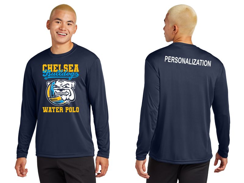 Unisex Performance Long Sleeve Tee - Navy, Concrete Grey