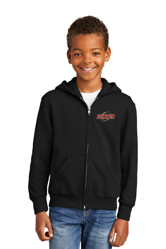 Youth Fleece Full-Zip Hooded Sweatshirt- Black, Maroon, Grey