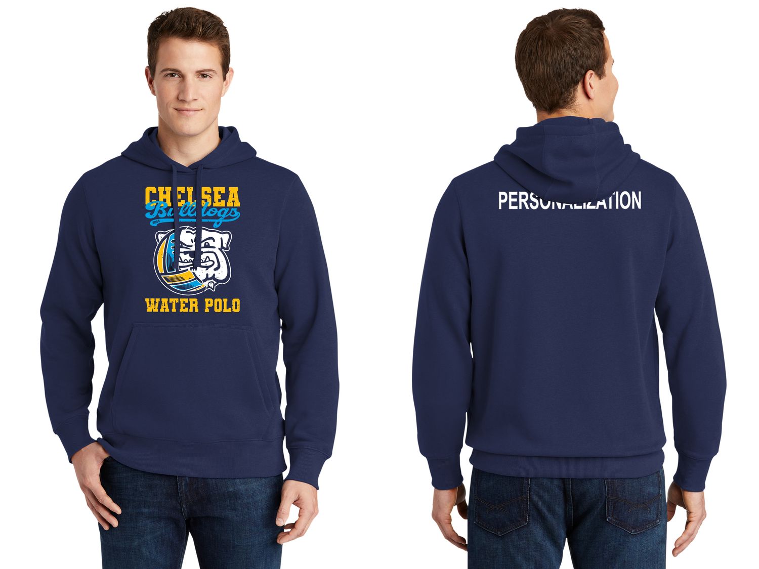 Adult Pullover Hooded Sweatshirt- Navy, Grey