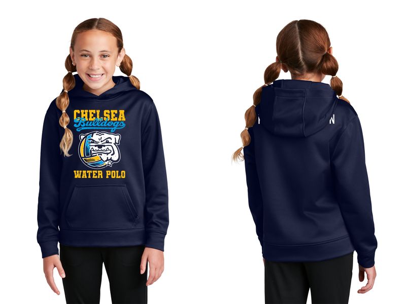 Youth Performance Hooded Sweatshirt- Navy, Dark Grey
