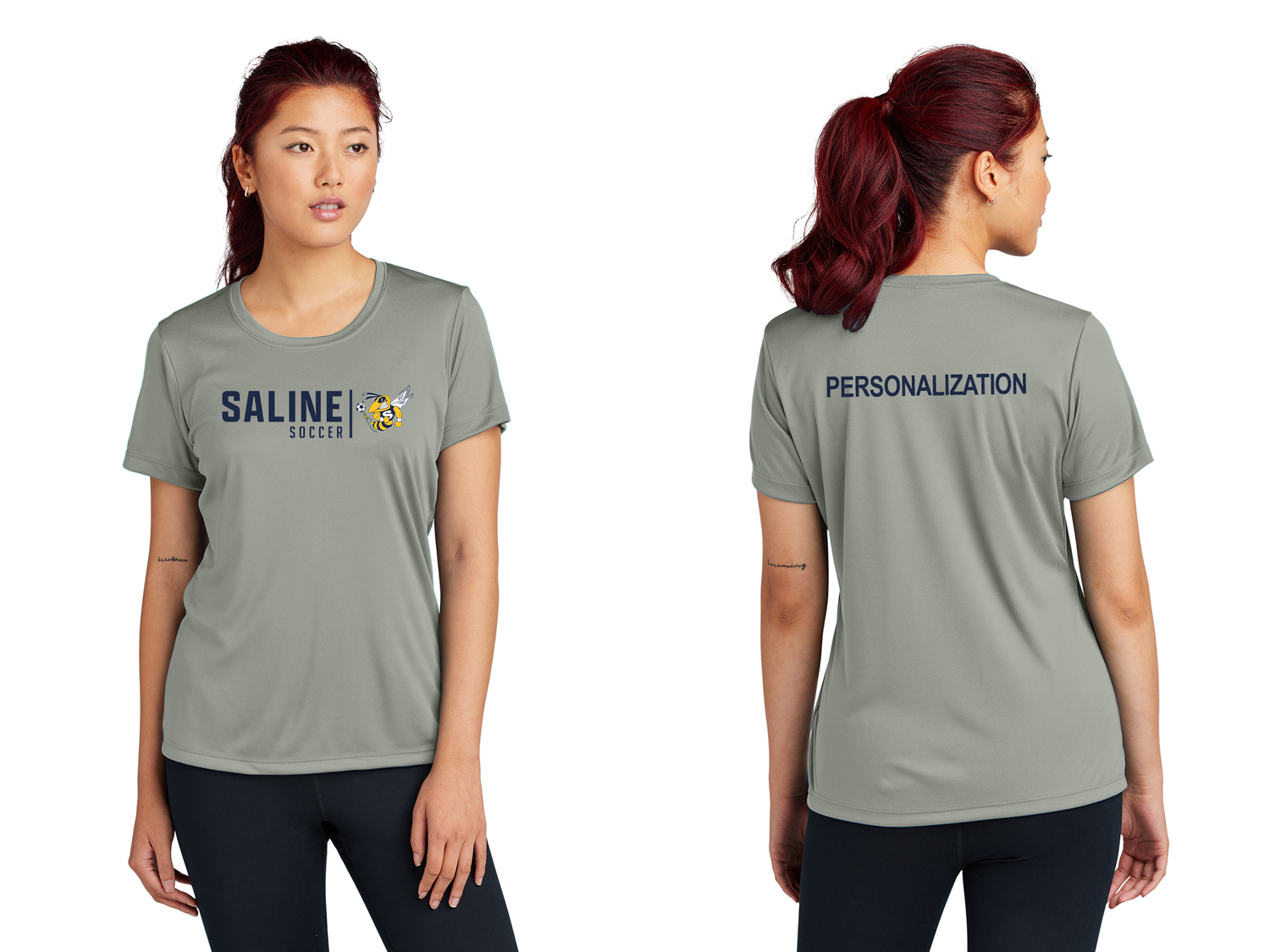 Ladies Short Sleeve Performance Tee- Grey, Gold, Navy, White