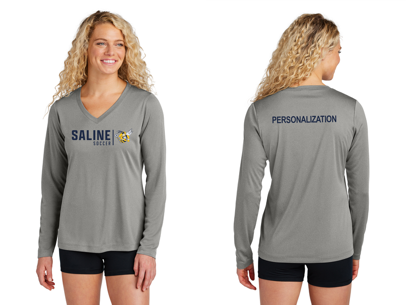 Ladies Long Sleeve Performance Tee- Grey, Navy, White