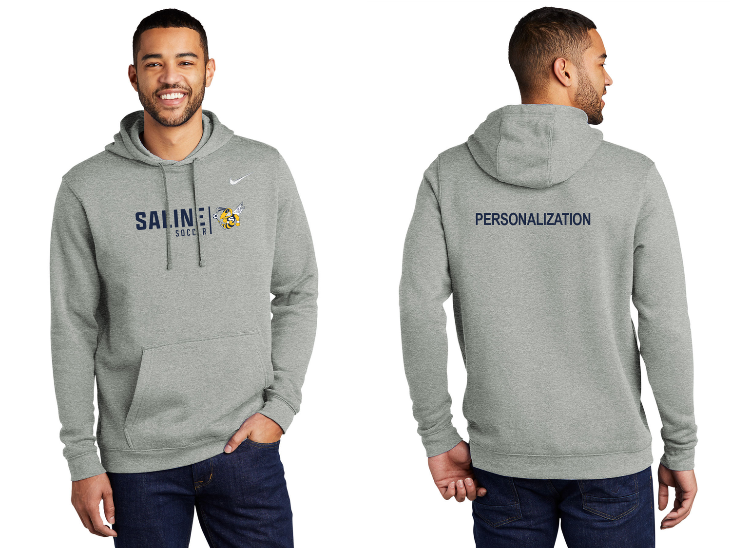 Adult Nike Club Fleece Pullover Hoodie- Grey, Navy, White