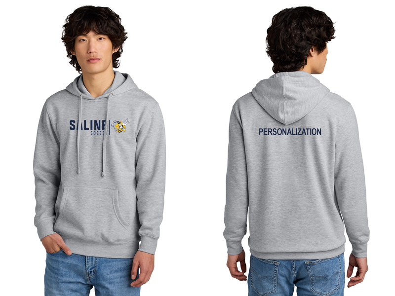 Unisex District Fleece Hoodie-Heather Grey, Navy, White