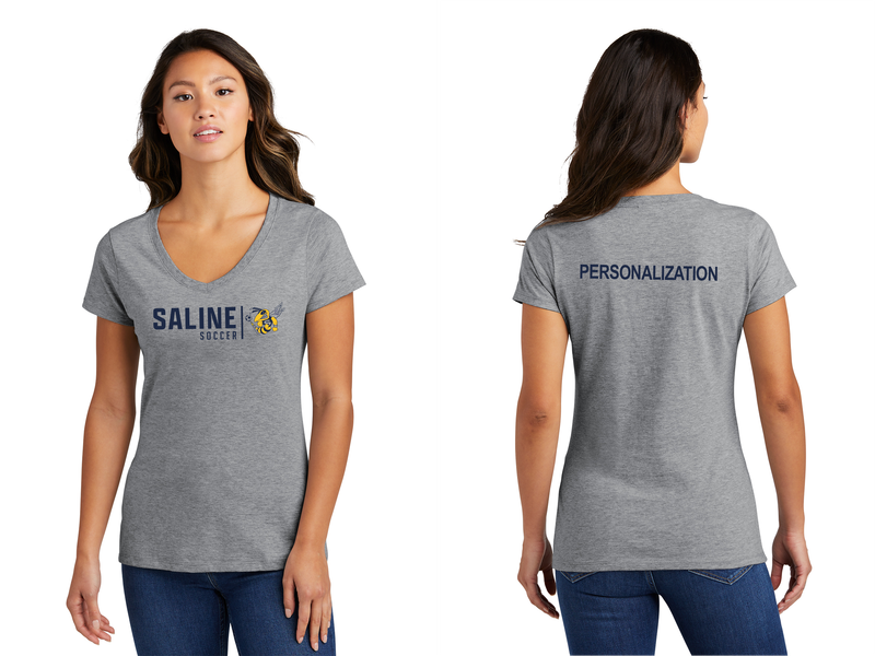 Ladies' Fan Favorite V Neck Tee- Grey, Navy, White