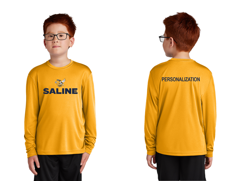 Youth Long Sleeve Performance Tee- Gold, Navy, Grey, White