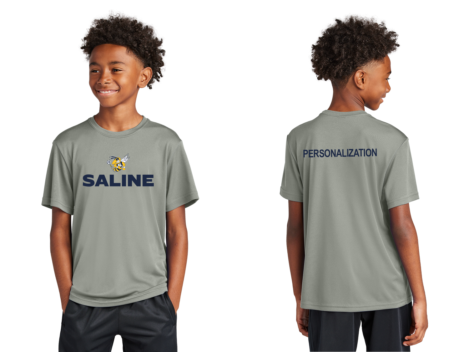 Youth Unisex Performance Tee- Grey, Navy, White