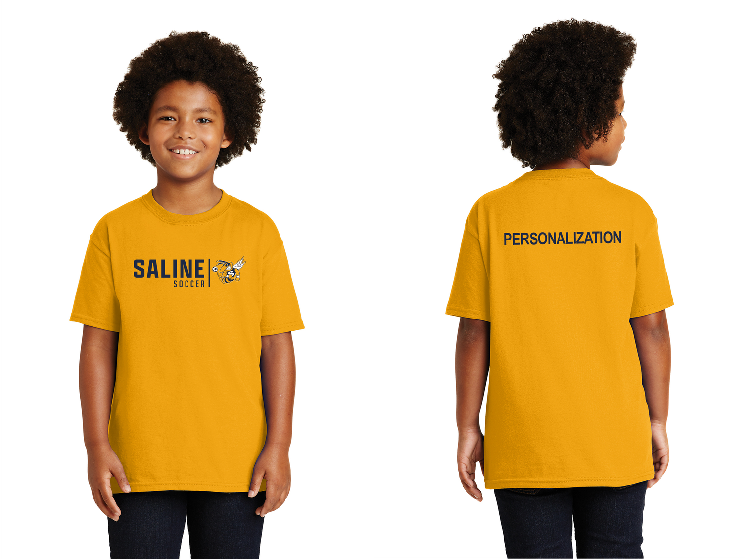 Youth Soft Cotton Short Sleeve T-Shirt- Gold, Navy, Grey, White