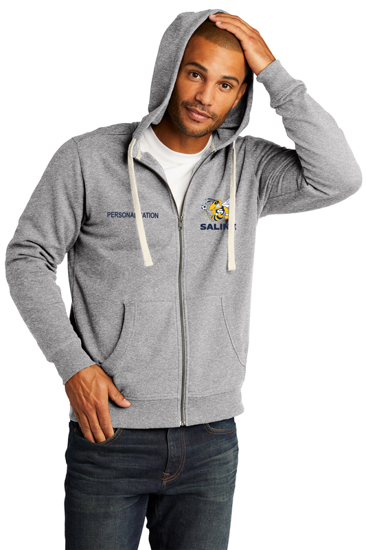 Unisex District Re-Fleece Full-Zip Hoodie- Light Grey, Navy