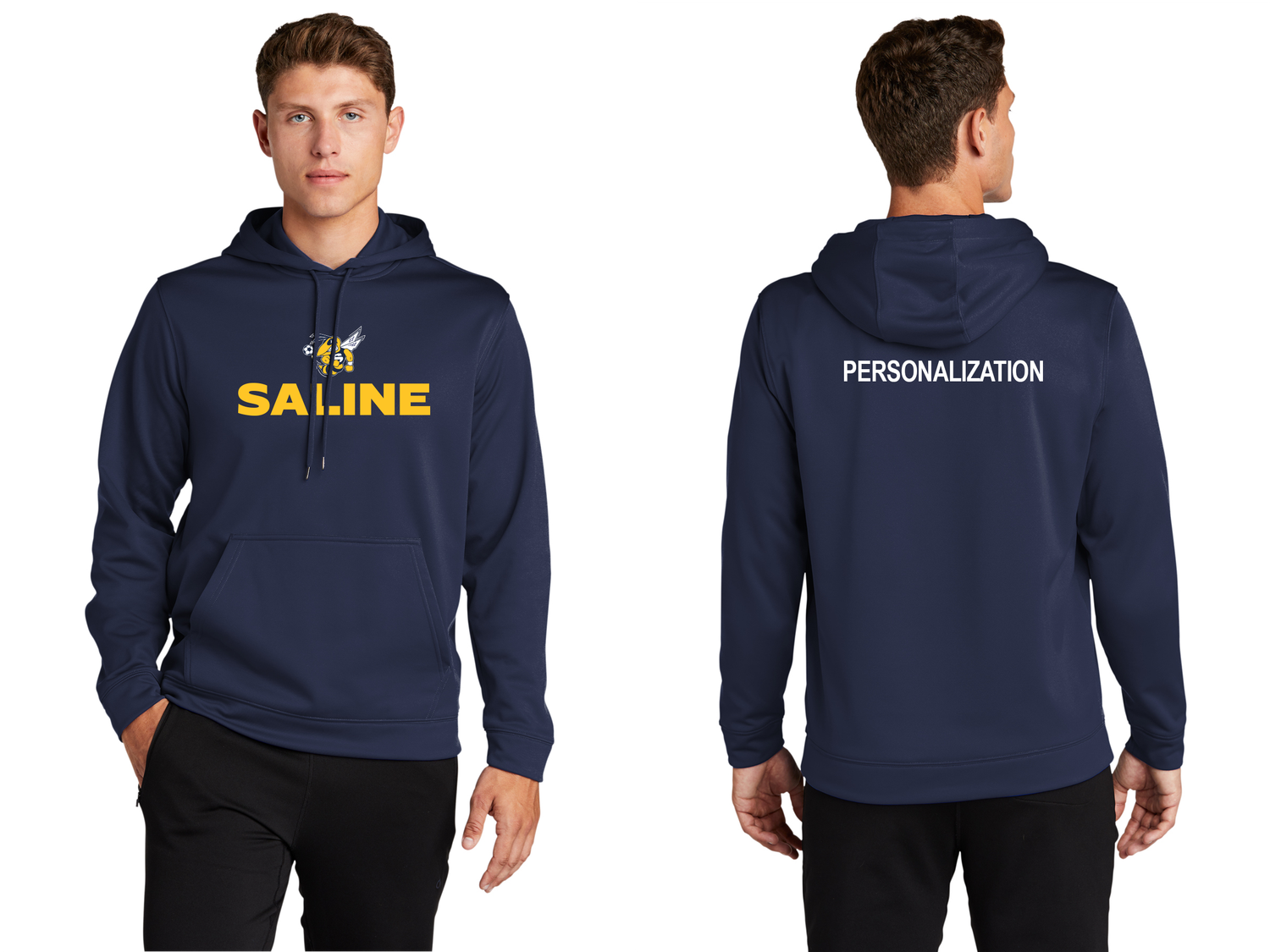 Adult Performance Hooded Sweatshirt- Navy, Grey, White