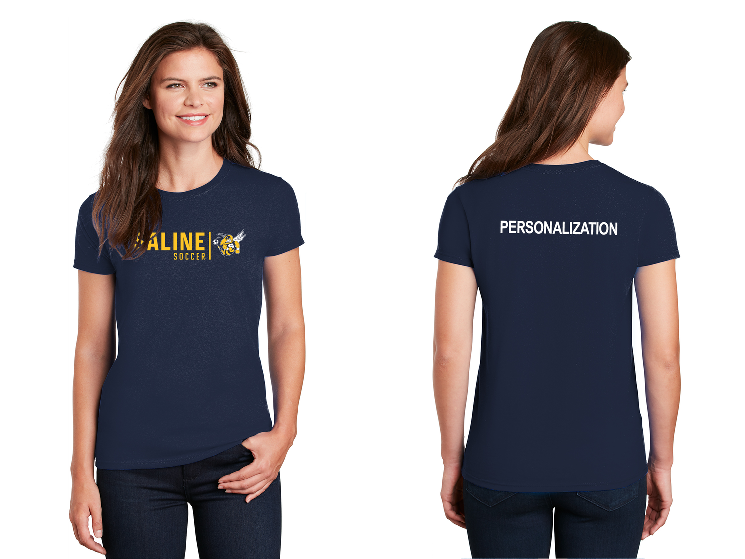Ladies Basic Cotton Tee-Navy, Heather Grey, White