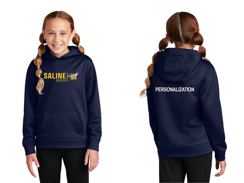 Youth Performance Hooded Sweatshirt- Navy, Dark Grey