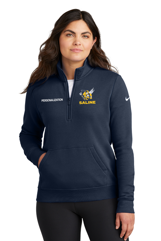 Nike Ladies Club Fleece Sleeve Swoosh 1/2-Zip- Navy, Grey, White