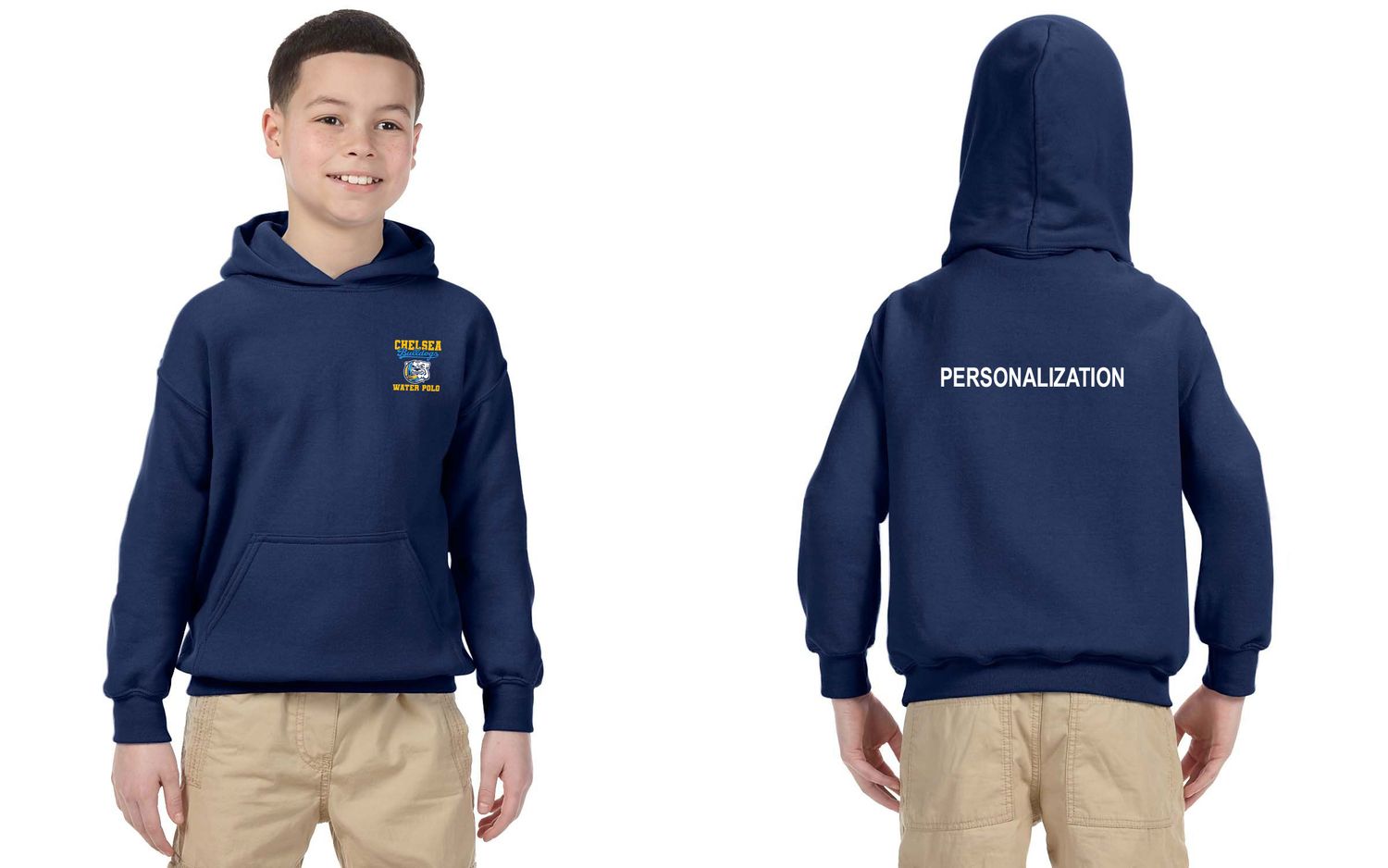 Youth Cotton Hoodie - Navy, Grey