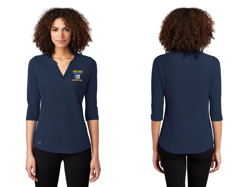 Ladies Jewel Henley - Navy, Dark Grey