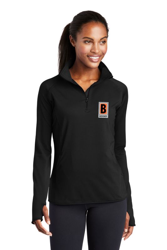 Ladies 1/4 Zip - Black, Heather Grey